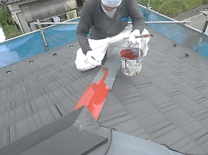 屋根鋼板棟塗装工事