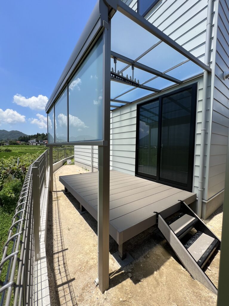 東広島市　ウッドデッキ・テラス屋根・フェンス設置　　